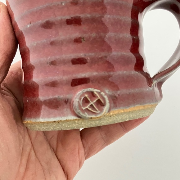 Red Artisan Studio Pottery Coffee Mug / Tea Cup, handmade 8 Oz - Picture 13 of 17